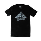 black t-shirt with uptown theatre thundergong! logo